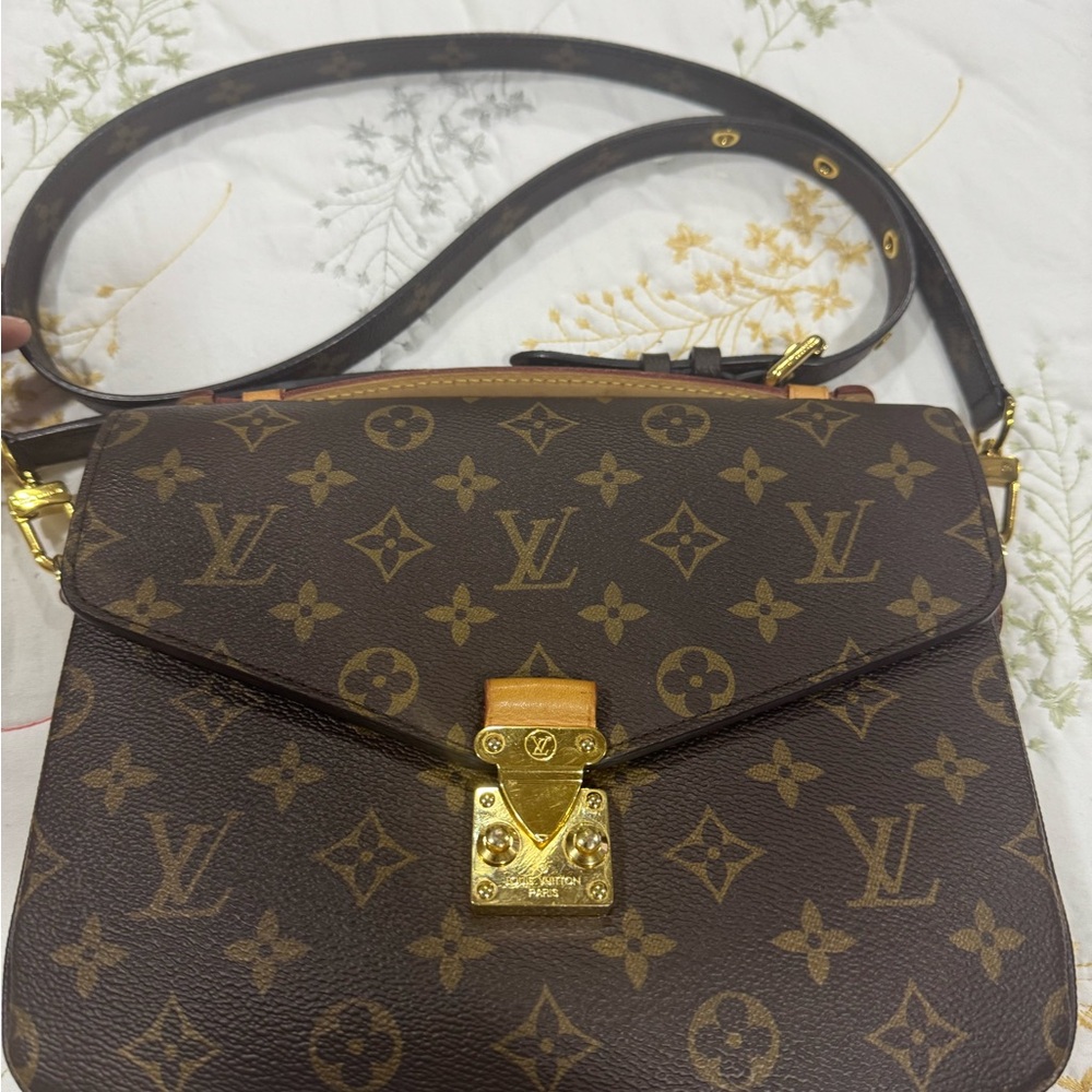 Louis Vuitton Pochette Mertis Brown and Gold Crossbody Bag with Monogram Canvas